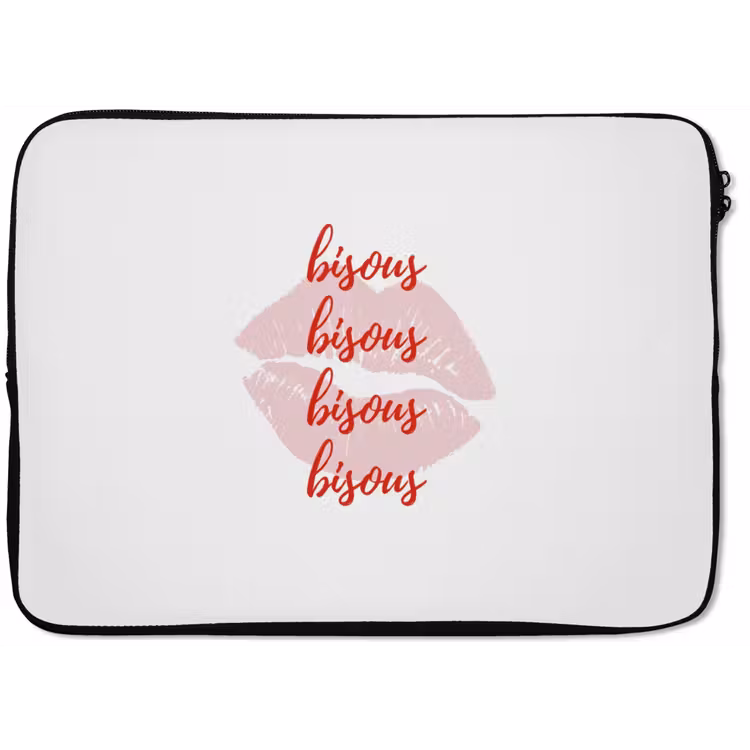 Bisous - Lip - Wit - Rood laptophoes neopreen klein -zkaufland3dotto