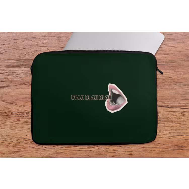 BLAH BLAH BLAH - Mond - Groen laptophoes neopreen klein -tafel