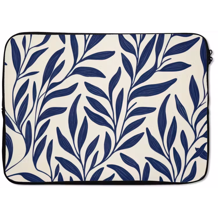 Bladeren - Klimop - Donkerblauw laptophoes neopreen klein -zkaufland3dotto