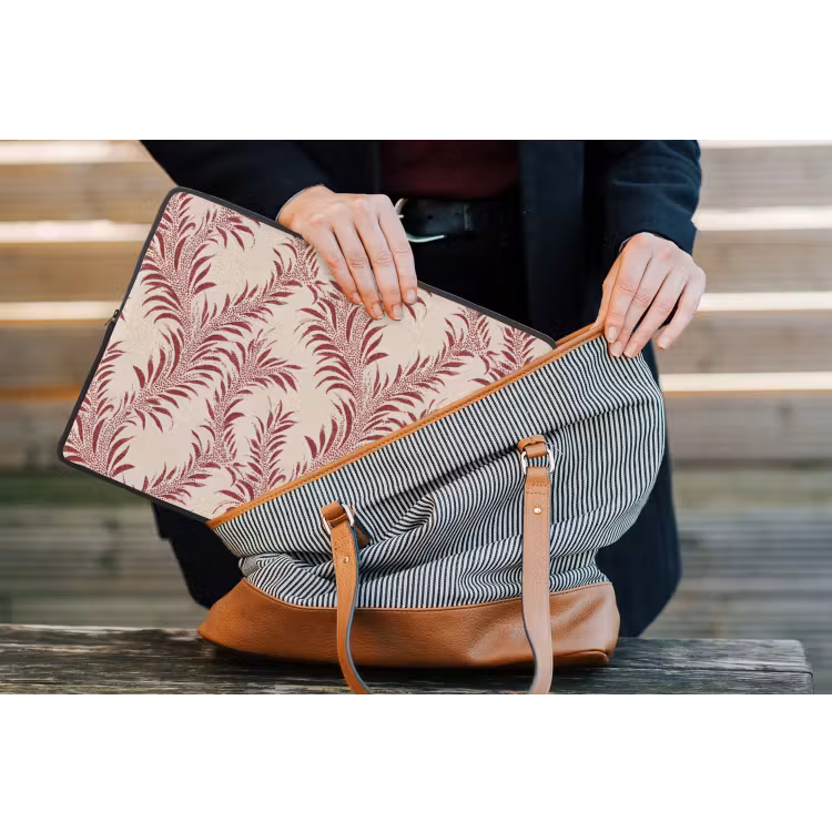 Bladeren - Linnen - Rood laptophoes neopreen klein 279 -tas