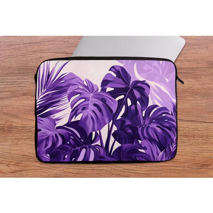 Bladeren - Paars - Tropisch - Abstract laptophoes neopreen klein -tafel