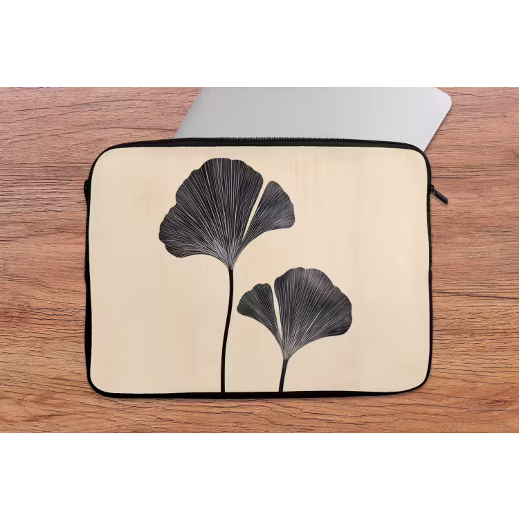 Bladeren - Minimalistisch - Zwart laptophoes neopreen klein -tafel