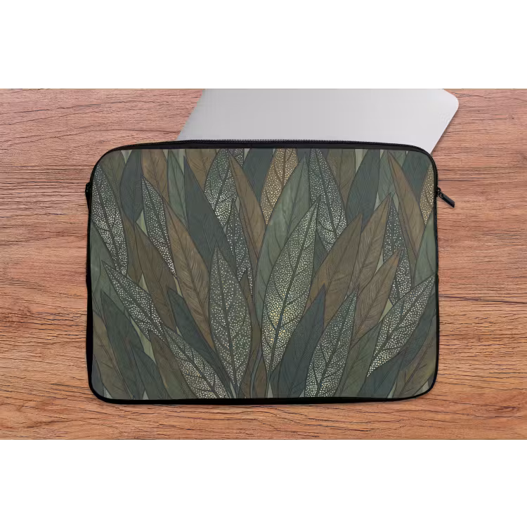 Bladeren - Patroon - Gestippeld - Natuur - Groen laptophoes neopreen klein -tafel