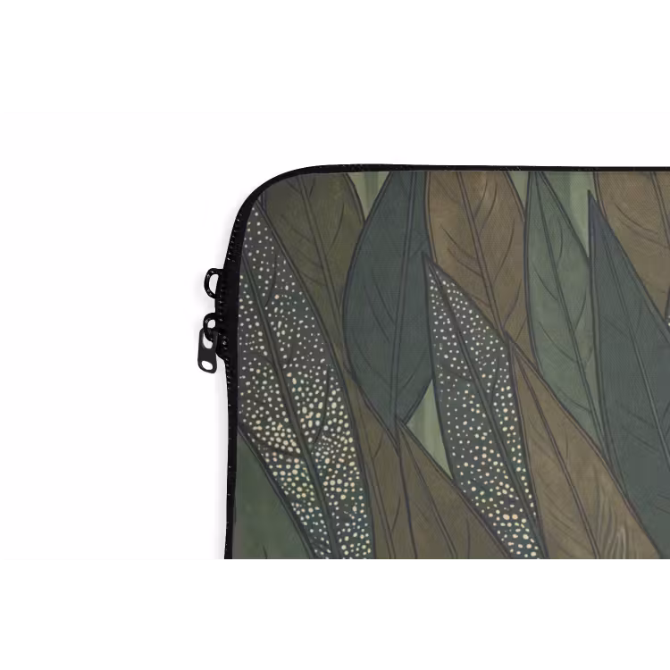 Bladeren - Patroon - Gestippeld - Natuur - Groen laptophoes neopreen klein -detail