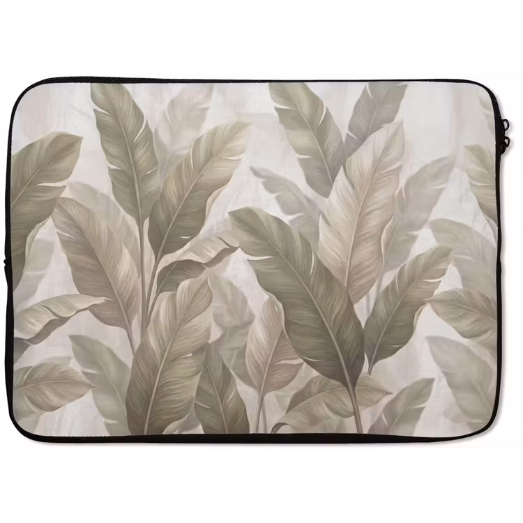 Bladeren - Tropisch - Natuur - Abstract - Beige laptophoes neopreen klein -zkaufland3dotto