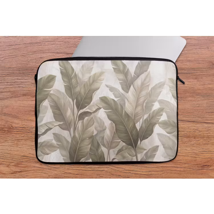 Bladeren - Tropisch - Natuur - Abstract - Beige laptophoes neopreen klein -tafel