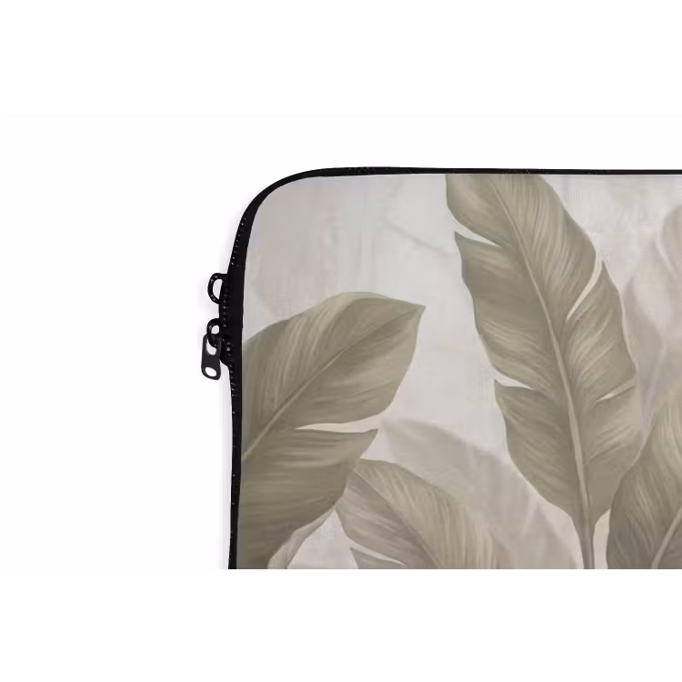 Bladeren - Tropisch - Natuur - Abstract - Beige laptophoes neopreen klein -detail