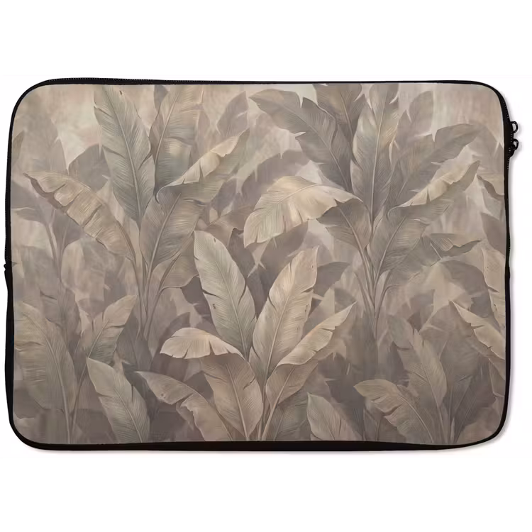 Bladeren - Tropisch - Natuur - Modern - Beige laptophoes neopreen klein -zkaufland3dotto