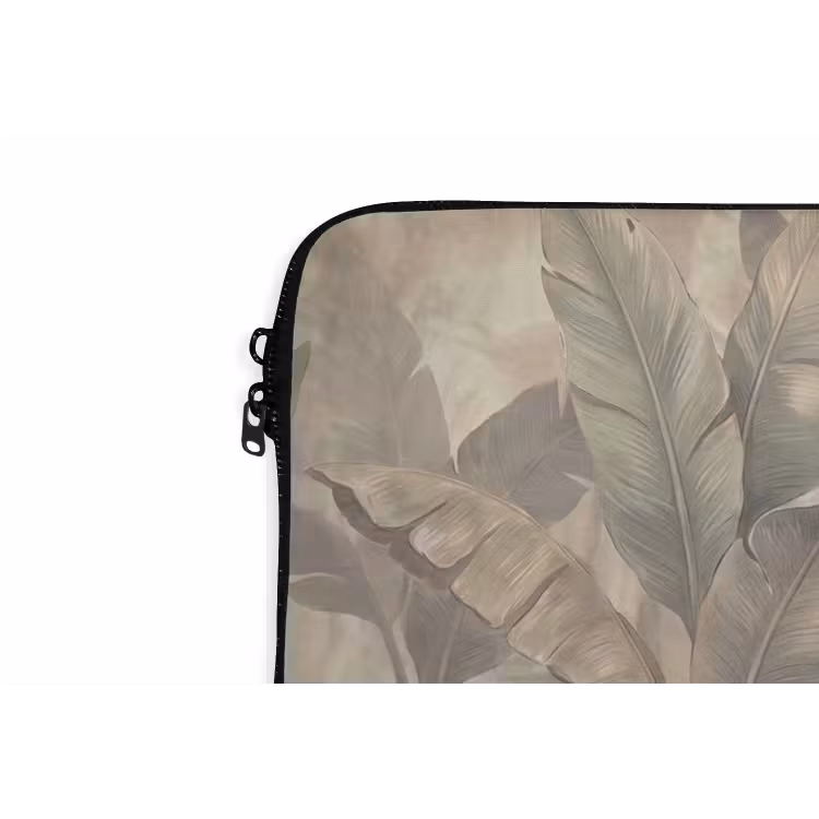 Bladeren - Tropisch - Natuur - Modern - Beige laptophoes neopreen klein -detail