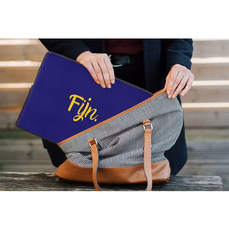 Blauw - Geel - Fijn laptophoes neopreen klein -tas