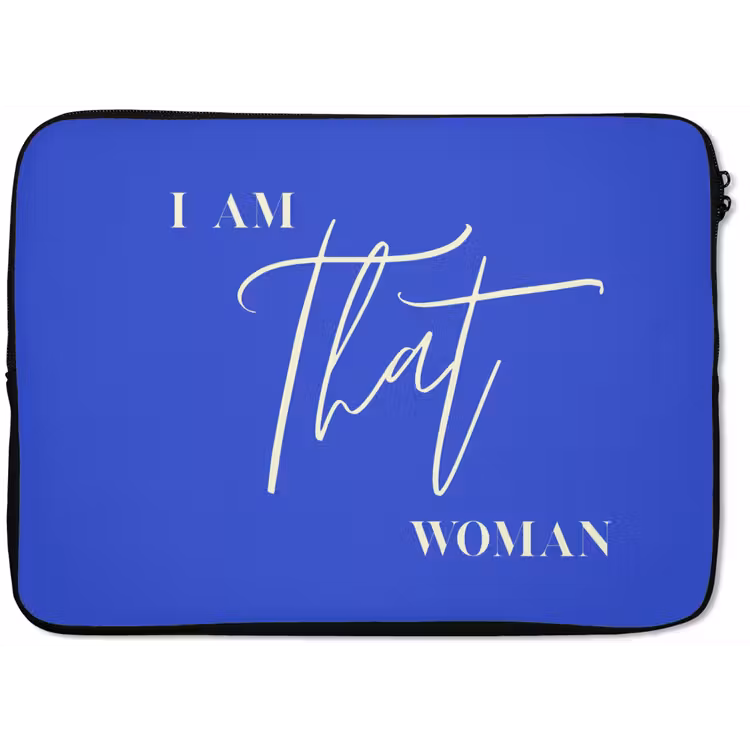Blauw - I am that woman - Sierlijk - Minimalistisch laptophoes neopreen klein -zkaufland3dotto