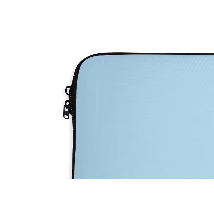 Blauw - Oranje - Tekst laptophoes neopreen klein -detail