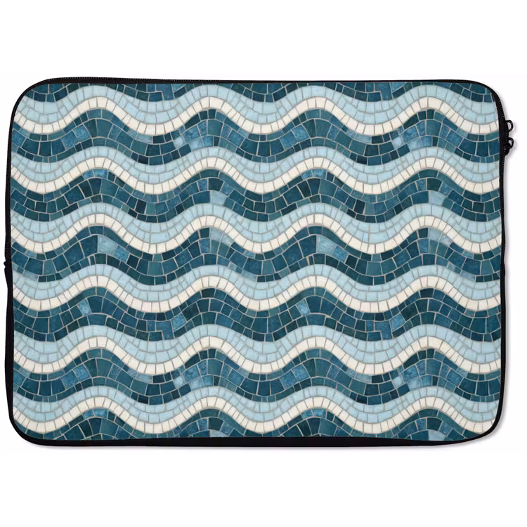 Blauw - Wit - Mozaïek - Golvend laptophoes neopreen klein 279 -zkaufland3dotto