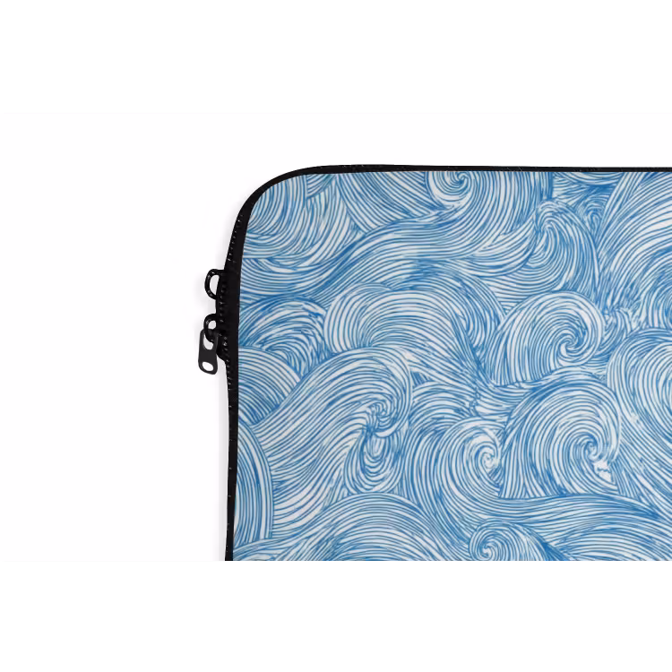 Blauw - Wit - Spiraal - Golven - Lijnen laptophoes neopreen klein 279 -detail