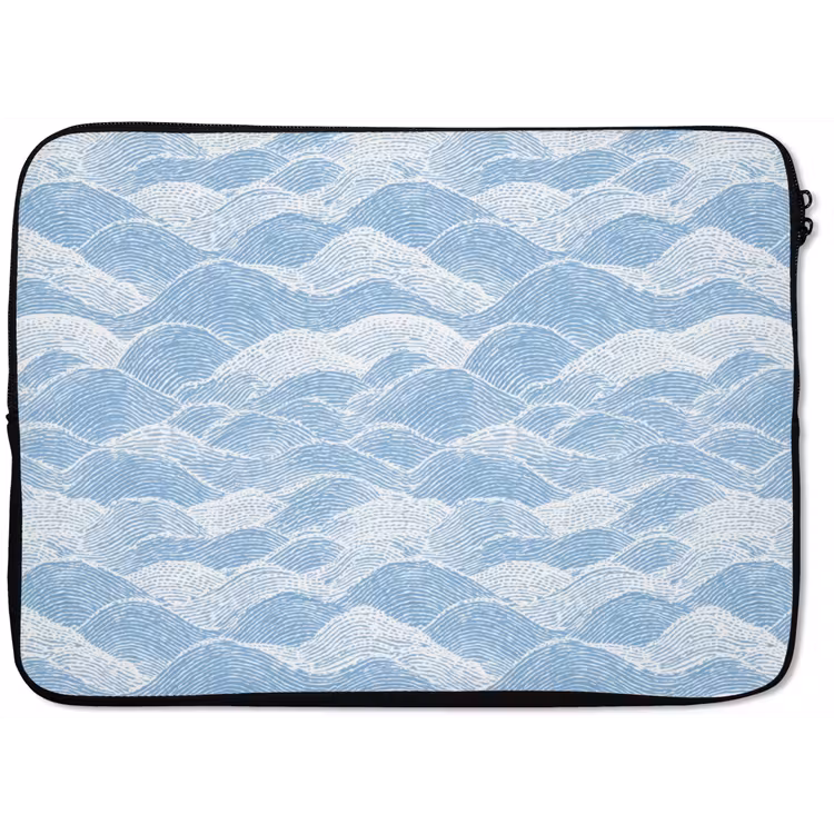 Blauw - Wit - Golven - Getekend laptophoes neopreen klein 279 -zkaufland3dotto