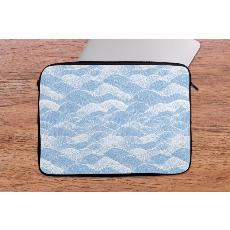 Blauw - Wit - Golven - Getekend laptophoes neopreen klein 279 -tafel