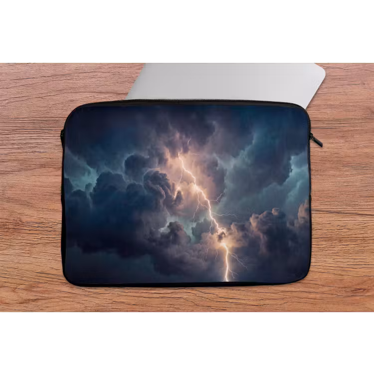 Bliksem - Storm - Natuur - Donker laptophoes neopreen klein -tafel