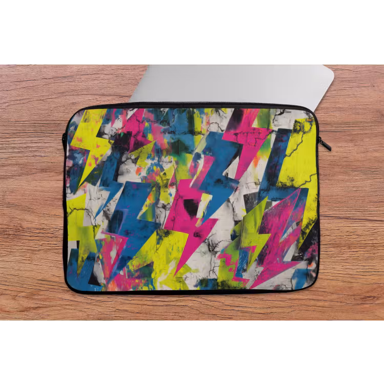 Bliksemschichten - Patroon - Marmer - Kleuren laptophoes neopreen klein -tafel