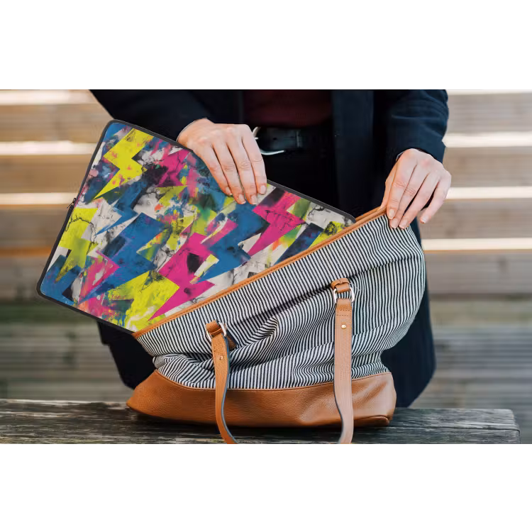 Bliksemschichten - Patroon - Marmer - Kleuren laptophoes neopreen klein -tas