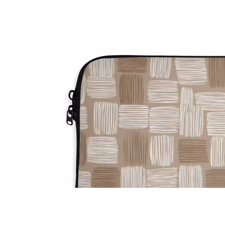 Blok - Patroon - Bruin laptophoes neopreen klein 279 -detail
