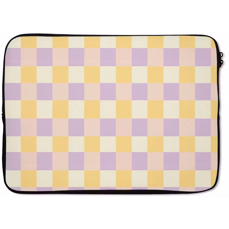 Blokjes - Lila - Geel laptophoes neopreen klein 279 -zkaufland3dotto