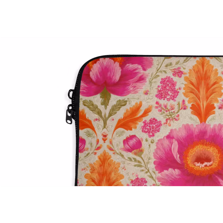 Bloemen - Barok - Roze - Oranje laptophoes neopreen klein 279 -detail