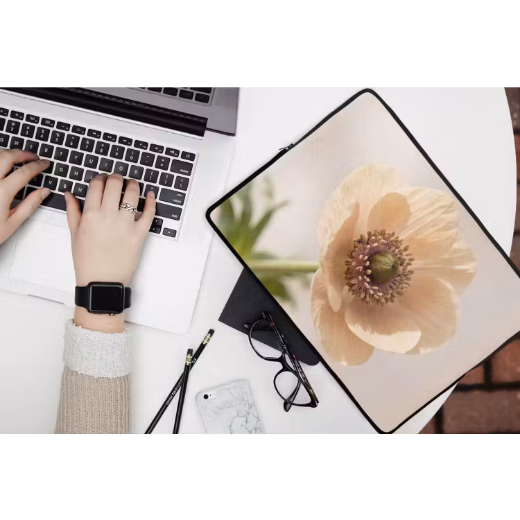 Bloem - Minimalistisch - Groen laptophoes neopreen klein -bureau