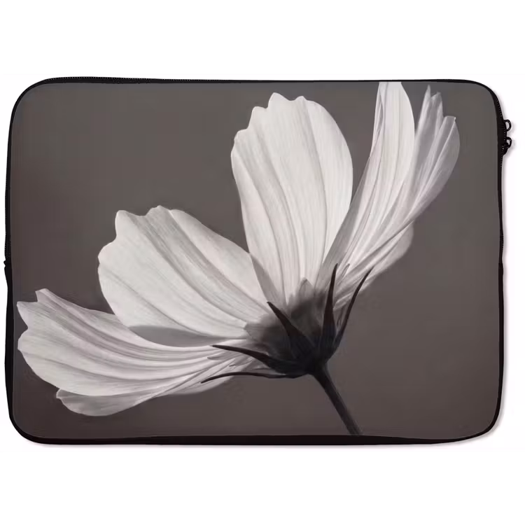 Bloem - Minimalistisch - Zwart - Wit laptophoes neopreen klein -zkaufland3dotto