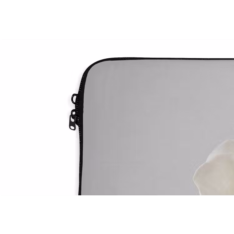 Bloem - Minimalistisch -Wit laptophoes neopreen klein -detail