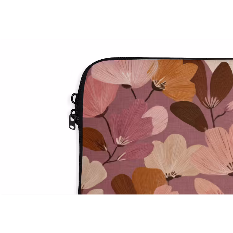 Bloem - Patroon - Roze laptophoes neopreen klein 279 -detail