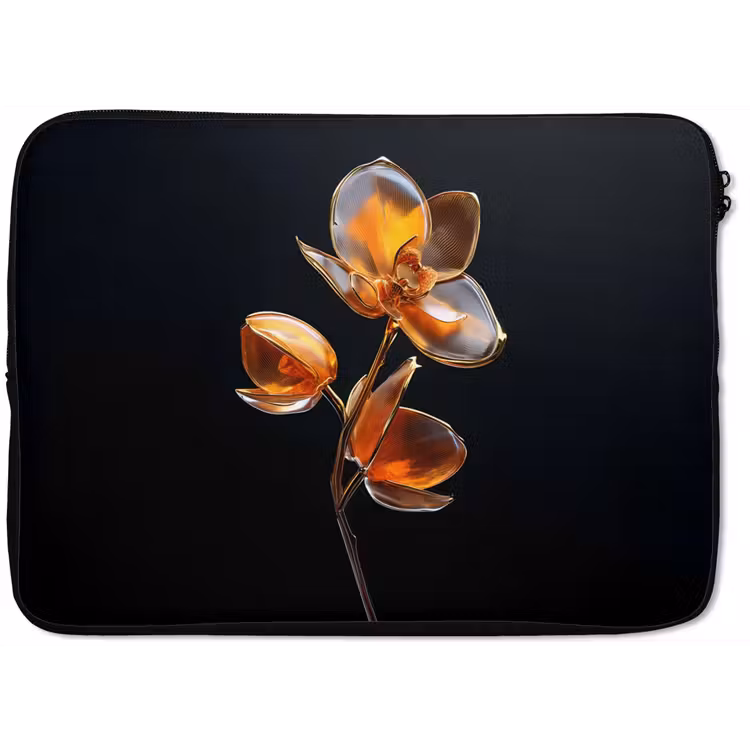 Bloem - Orchidee - Oranje laptophoes neopreen klein -zkaufland3dotto