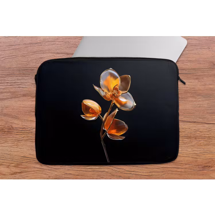 Bloem - Orchidee - Oranje laptophoes neopreen klein -tafel