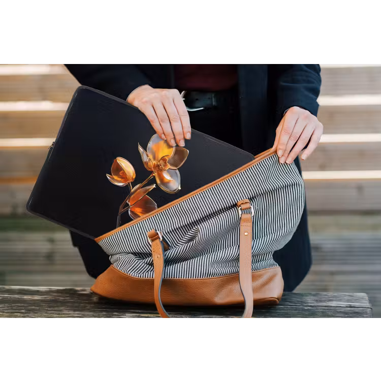 Bloem - Orchidee - Oranje laptophoes neopreen klein -tas