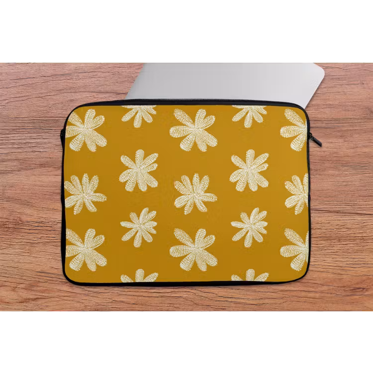 Bloem - Speels - Okergeel laptophoes neopreen klein 279 -tafel