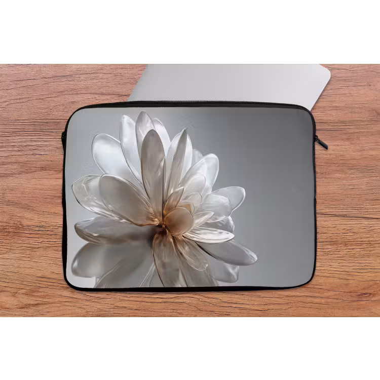 Bloem - Wit - Neutraal laptophoes neopreen klein -tafel