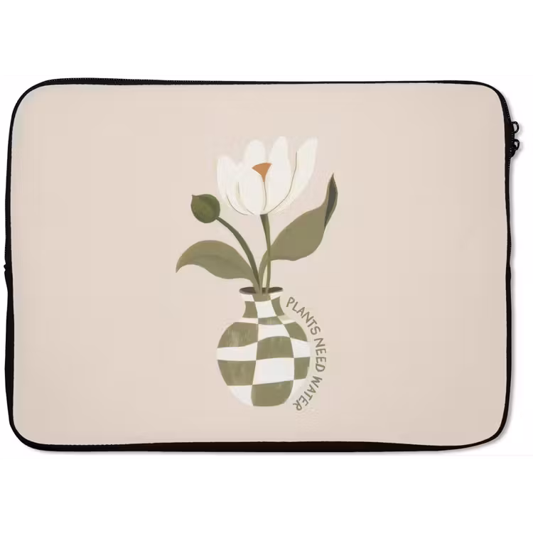 Bloem - Wit - Vaas - Quote laptophoes neopreen klein -zkaufland3dotto