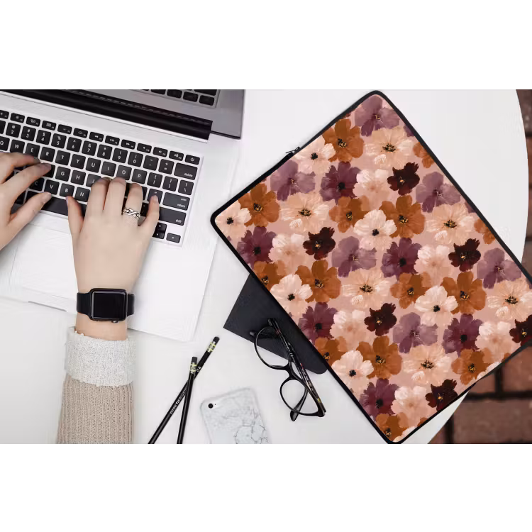 Bloemen - Abstract - Aardetinten laptophoes neopreen klein 279 -bureau