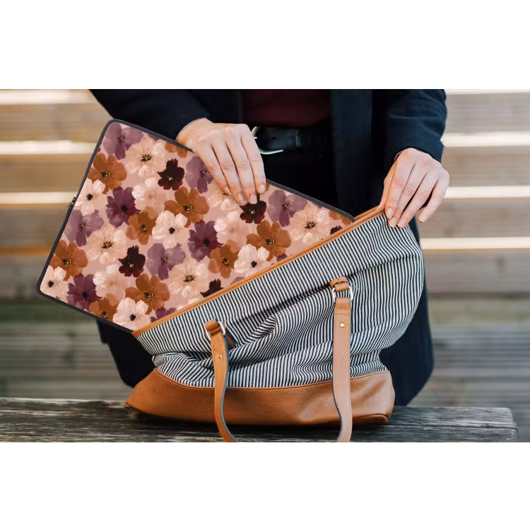 Bloemen - Abstract - Aardetinten laptophoes neopreen klein 279 -tas