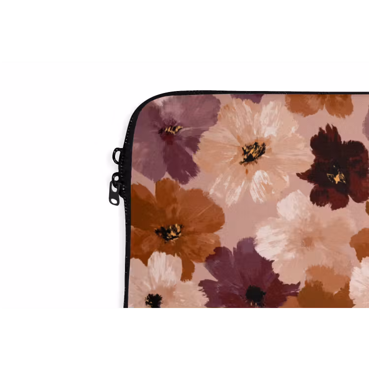 Bloemen - Abstract - Aardetinten laptophoes neopreen klein 279 -detail