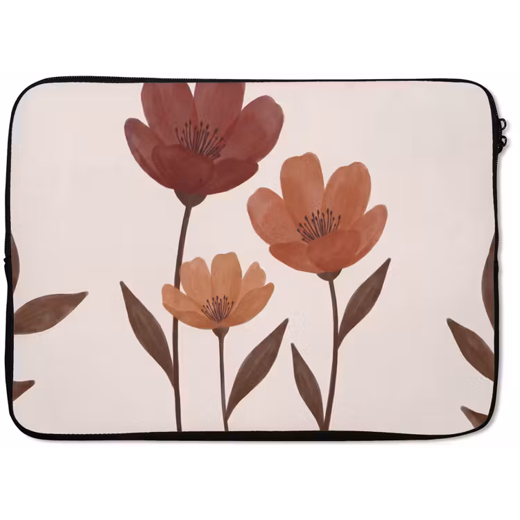 Bloemen - Abstract - Modern - Bruin - Decoratief laptophoes neopreen klein -zkaufland3dotto