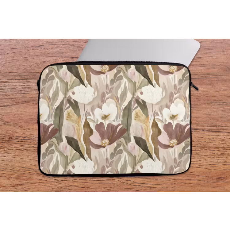 Bloemen - Aquarel - Kleurrijk laptophoes neopreen klein 279 -tafel
