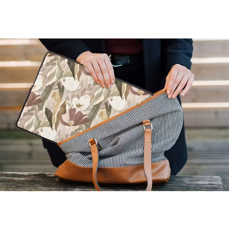 Bloemen - Aquarel - Kleurrijk laptophoes neopreen klein 279 -tas