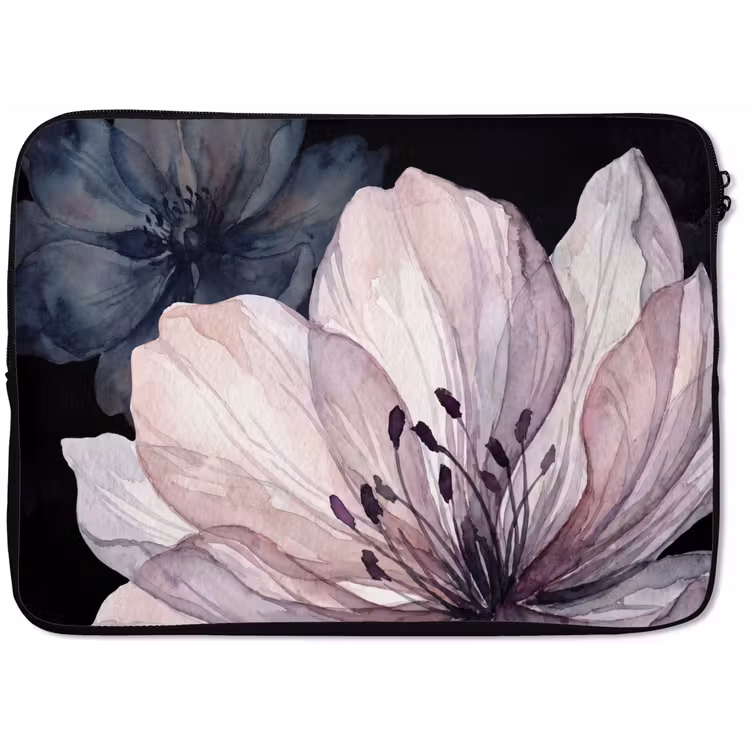 Bloemen - Aquarel - Modern - Roze - Donker laptophoes neopreen klein -zkaufland3dotto
