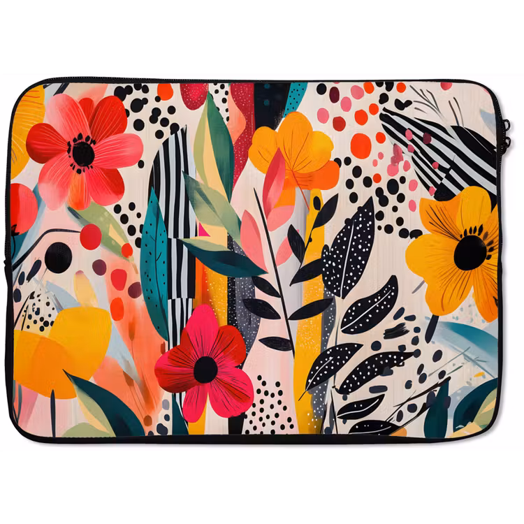 Bloemen - Bladeren - Abstract - Kleurrijk laptophoes neopreen klein -zkaufland3dotto
