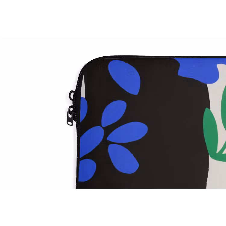 Bloemen - Bladeren - Abstract - Zwart laptophoes neopreen klein -detail
