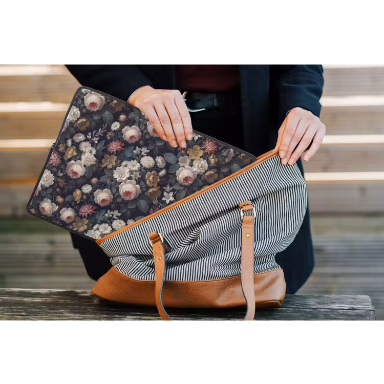 Bloemen - Boeket - Botanisch - Vintage - Donkere achtergrond laptophoes neopreen klein -tas