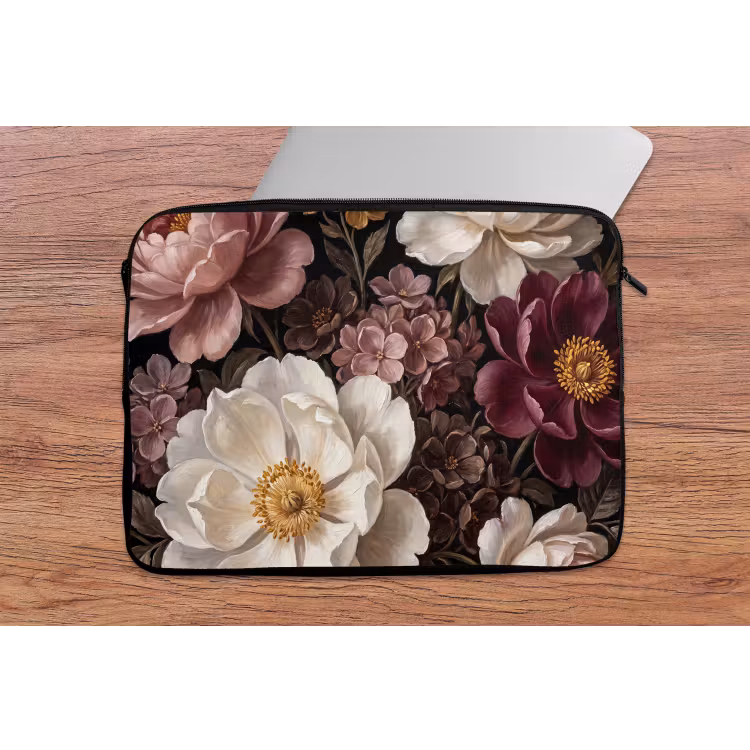 Bloemen - Boeket - Klassiek - Donker - Rood laptophoes neopreen klein -tafel