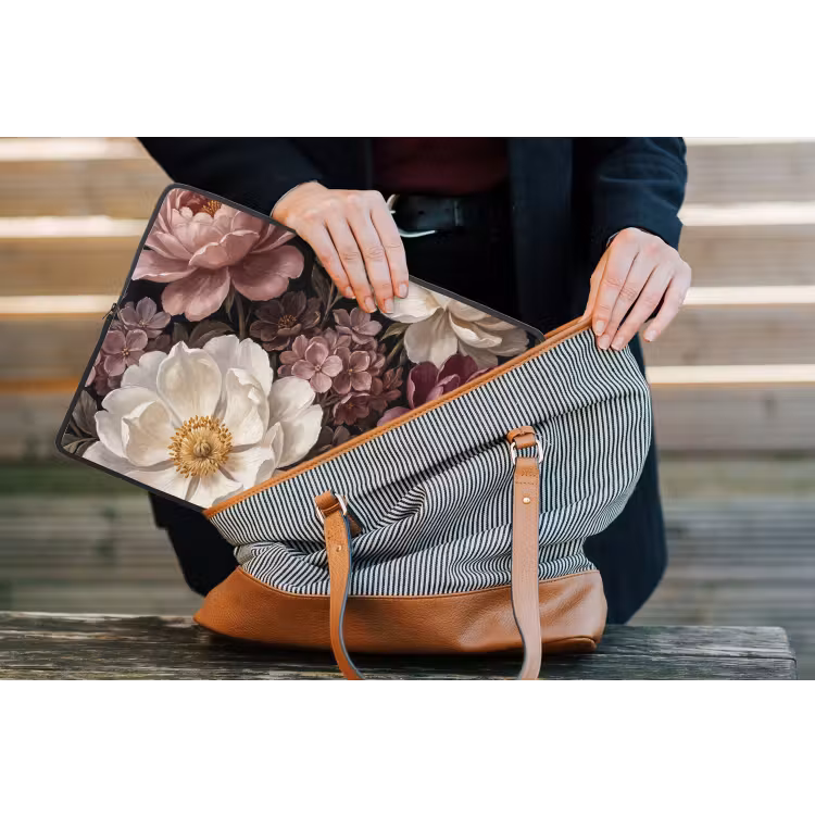 Bloemen - Boeket - Klassiek - Donker - Rood laptophoes neopreen klein -tas