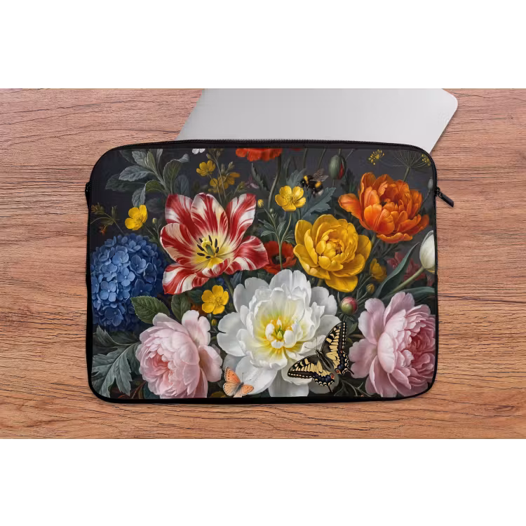 Bloemen - Boeket - Klassiek - Kleurrijk - Natuur laptophoes neopreen klein -tafel