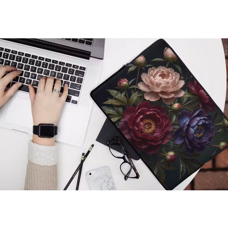Bloemen - Boeket - Natuur - Modern - Donker laptophoes neopreen klein -bureau
